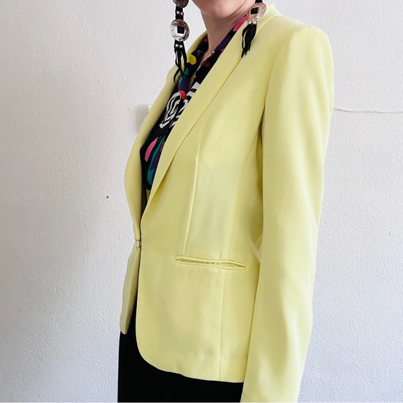 RAG AND BONE Chartreuse Yellow Lightweight Shawl Collar Exposed Seam Blazer - Picture 5 of 12